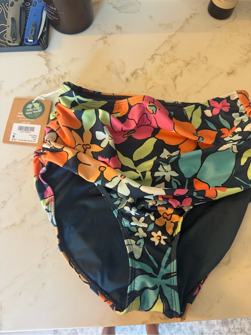 Nani swimwear High-Waist Floral Bikini Bottoms Small NWT